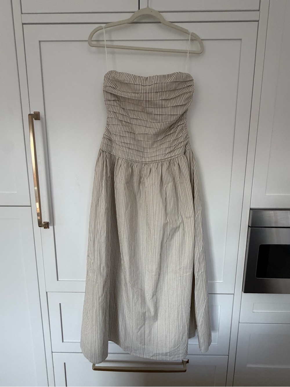 DISSH Ayla Cream Stripe Strapless Midi Dress US 6 NWT - Picture 7 of 8